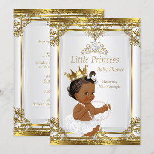 Invitation Or Blanc Perle Princesse Baby Shower Ethnique
