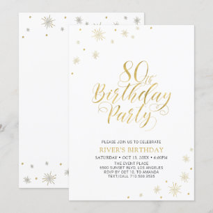 Invitation Or & Blanc   Soirée d'anniversaire 80 ans Chic Mod