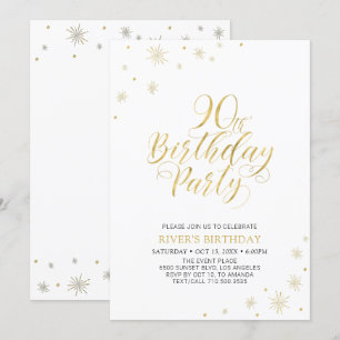Invitation Or & Blanc   Soirée Moderne et Chic pour 90 ans