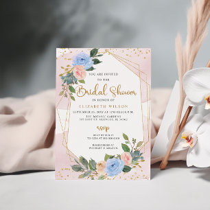 Invitation Or Blush Floral Géométrique Fête des mariées moder