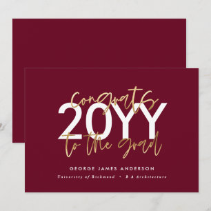 Invitation or bordeaux écriture moderne stylish graduation