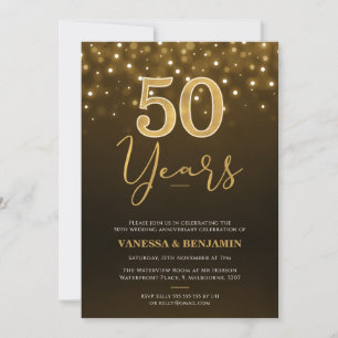 Invitation Or Brun 50 ans 50e Anniversaire de Mariage
