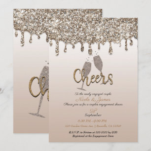 Invitation Or Champagne Pailleté Dégoulinant Glamour Fête de 