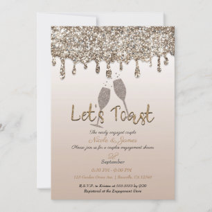 Invitation Or Champagne Paillettes Dégoulinant Glamour Fiança