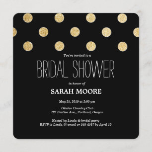 Invitation Or chic moderne et douche ou dîner noire