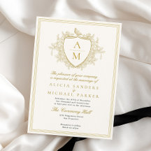 Or classique doré monogramme blason mariage
