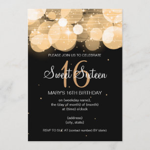 Invitation Or de lueur et d'étincelle de partie de sweet