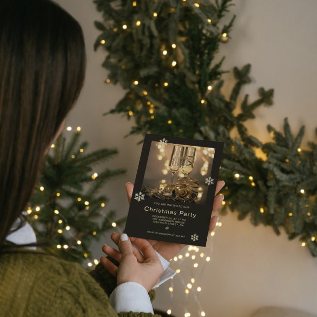 Invitation Or de luxe et Noir de Noël (Créateur téléchargé)