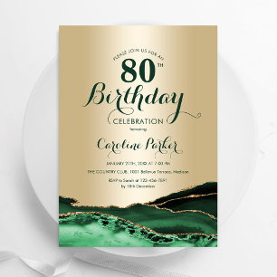 Invitation Or Emerald Green Agate Marbre 80e anniversaire