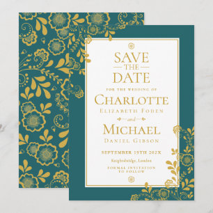Invitation Or Emerald Victorian dentelle florale Enregistrer 