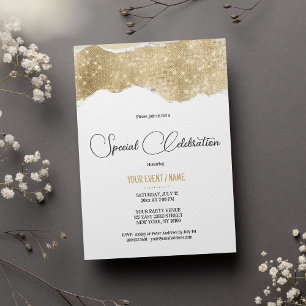 Invitation Or et argent paillettes luxe Evénement spécial