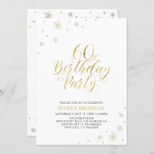 Invitation Or et blanc   Modern Chic 60th Birthday Party