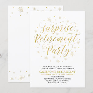 Invitation Or et blanc   Parti de retraite surprise moderne