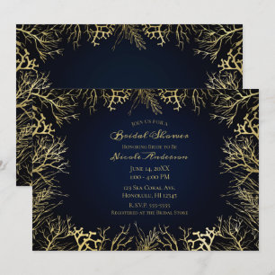 Invitation Or et bleu marine foncé Élégant Shower de mariage 