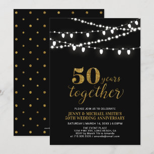 Invitation Or et noir   50e anniversaire Mariage moderne