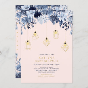 Invitation Or et rose   Baby shower chic Boho
