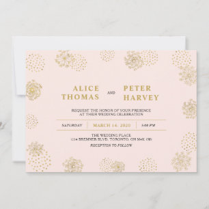 Invitation Or et rose blush Cérémonie de mariage chic moder