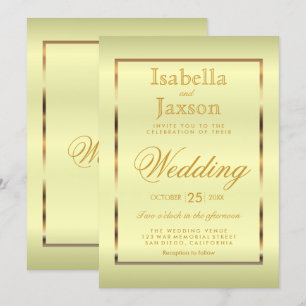 Invitation or et satin jaune pâle