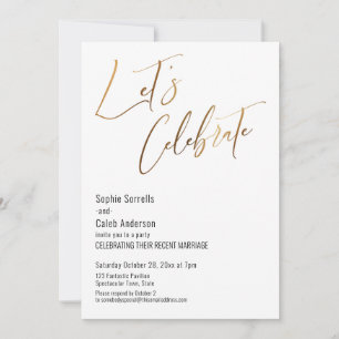 Invitation Or Faisons la Fête Simple Mariage