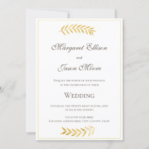 Invitation Or Feuille or élégant et Mariage Brown