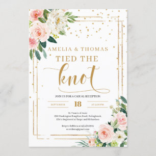Invitation Or floral rose pâle géométrique noué