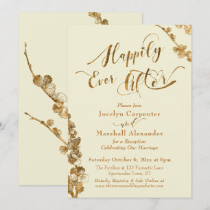 Invitation Or Happily Ever After avec Botanicals, Ivoire