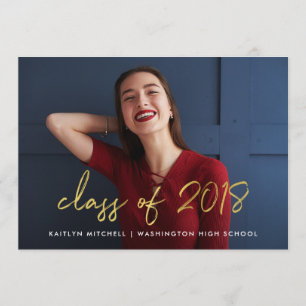 Invitation Or manuscrit Classe de 2018 Photo Grad Party