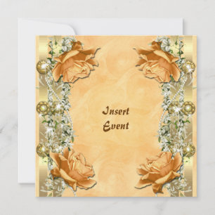 Invitation Or mariage anniversaire fiançailles or doré