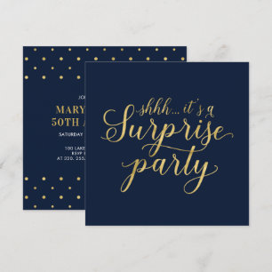 Invitation Or & Marine   50e anniversaire de mariage surprise