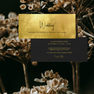 Invitation Or métallique unique et Mariage noir