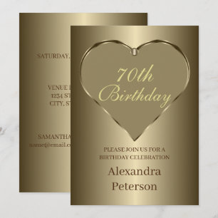 Invitation Or minimaliste Coeur Anniversaire