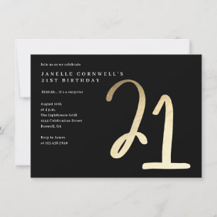 Invitation Or minimaliste moderne Type 21e anniversaire