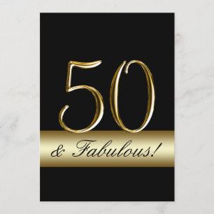Invitation Or noir 50 et anniversaire fabuleux