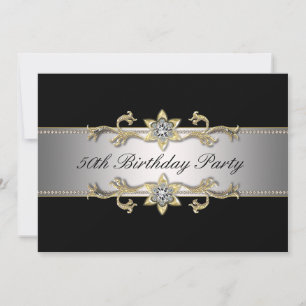 Invitation Or Noir 50e Anniversaire Femme