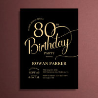 Or noir 80e anniversaire Écriture élégante