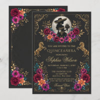 Or noir cheval occidental floral Charra Quinceañer