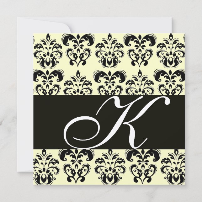Invitation OR & NOIR  DAMAS MONOGRAMME, blanc (Devant)