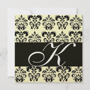 Invitation OR & NOIR DAMAS MONOGRAMME, blanc