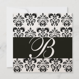 Invitation OR & NOIR  DAMAS MONOGRAMME, blanc