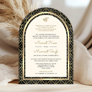 Invitation Or Noir Marocain Code QR Mariage Arch Sikh