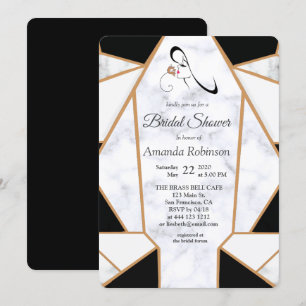 Invitation Or noir moderne Abstrait sur le Marbre blanc
