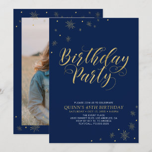 Invitation Or & Noir Soirée d'anniversaire chic et moderne