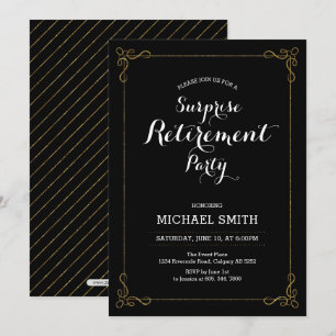 Invitation Or & Noir   Soirée de Retraite Surprise