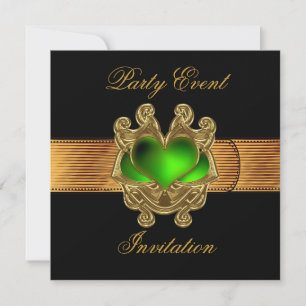 Invitation Or Noir vert cœur joyau Ceinture
