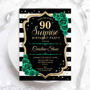 Invitation Or noir Vert Surprise 90e anniversaire