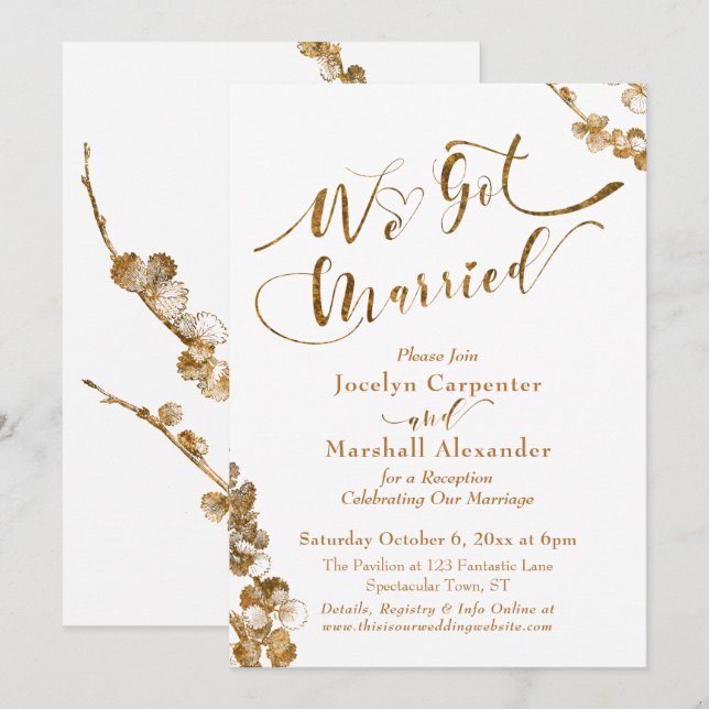 Invitation Or Nous Nous sommes mariés avec des Botaniques sur (Devant / Derrière)
