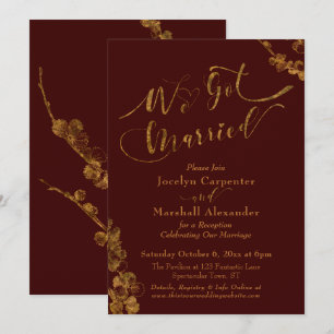 Invitation Or Nous sommes mariés avec Botanicals, Bourgogne
