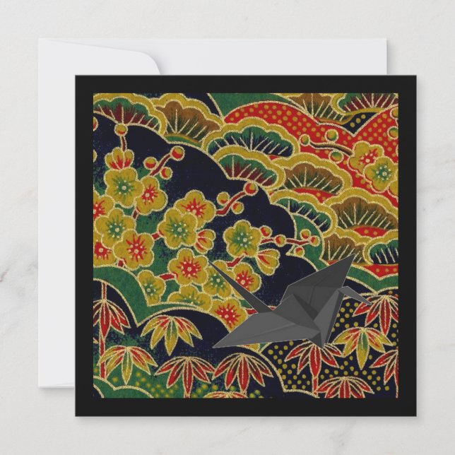Invitation or prune fleur motif japonais kimono textile (Devant)
