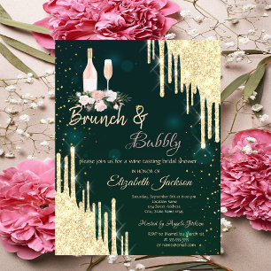 Invitation Or qui dégouline, brunch vert et douches nuptiales