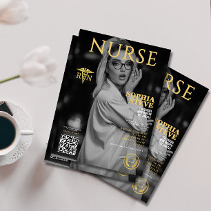 Invitation or RN magazine infirmière photo diplôme code qr